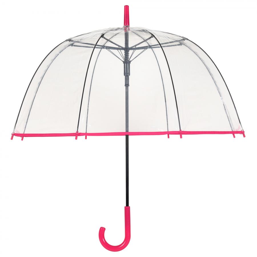 Rejni dámsky neskladací transparentný 
dáždnik s automatickým otváraním, Fuchsia