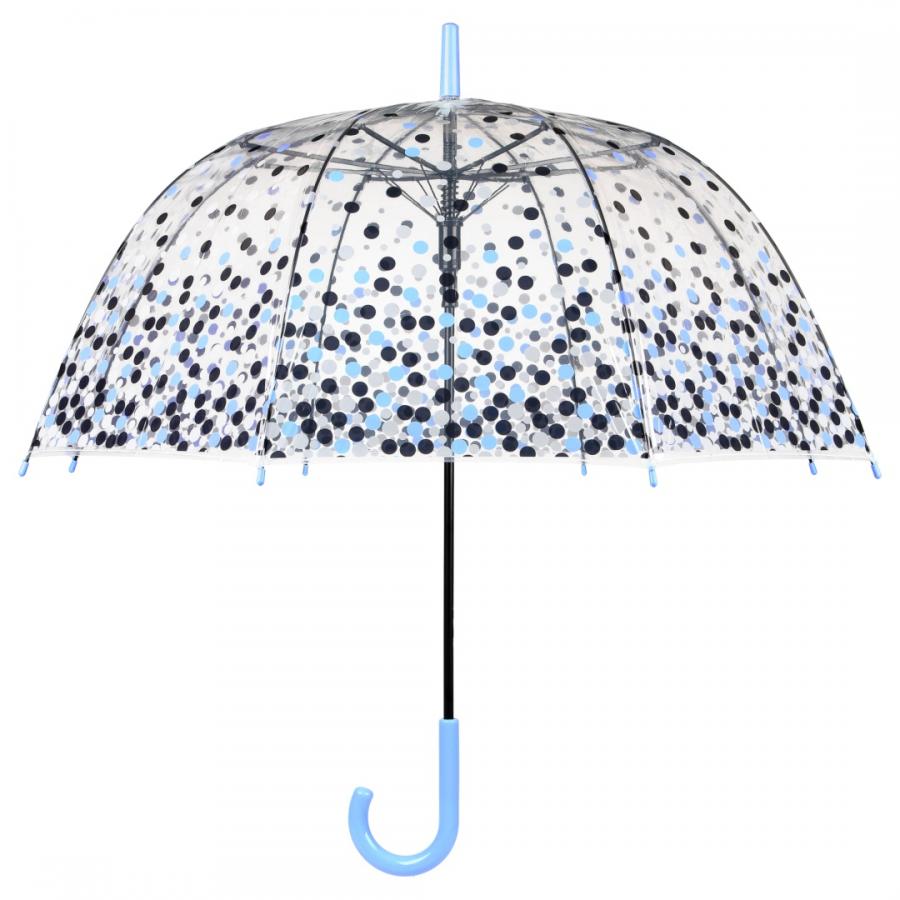 Rejni dámsky transparentný neskladací dáždnik s automatickým otváraním, Dots