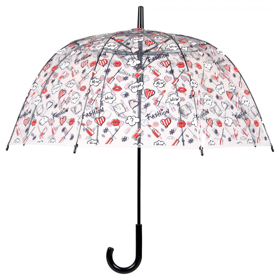 Rejni dámsky transparentný neskladací dáždnik s automatickým otváraním, Fashion