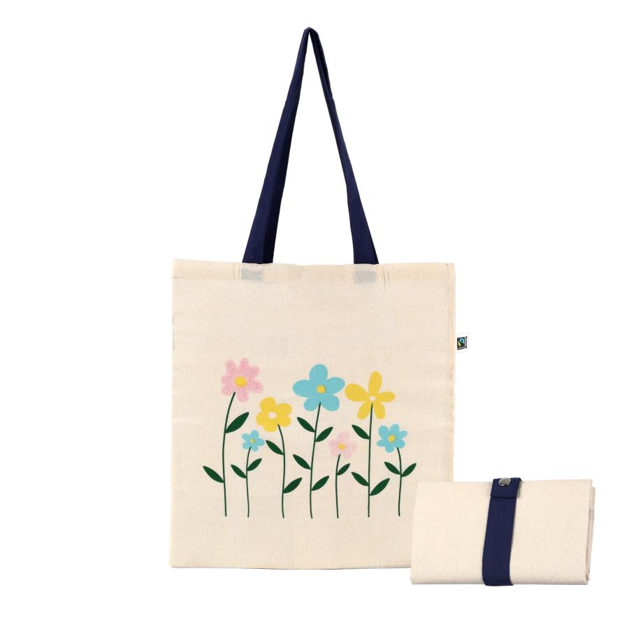 Baggie skladateľná taška Flowers z BIO bavlny