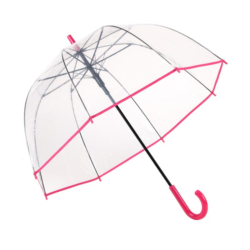 Rejni dámsky neskladací transparentný 
dáždnik s automatickým otváraním, Fuchsia