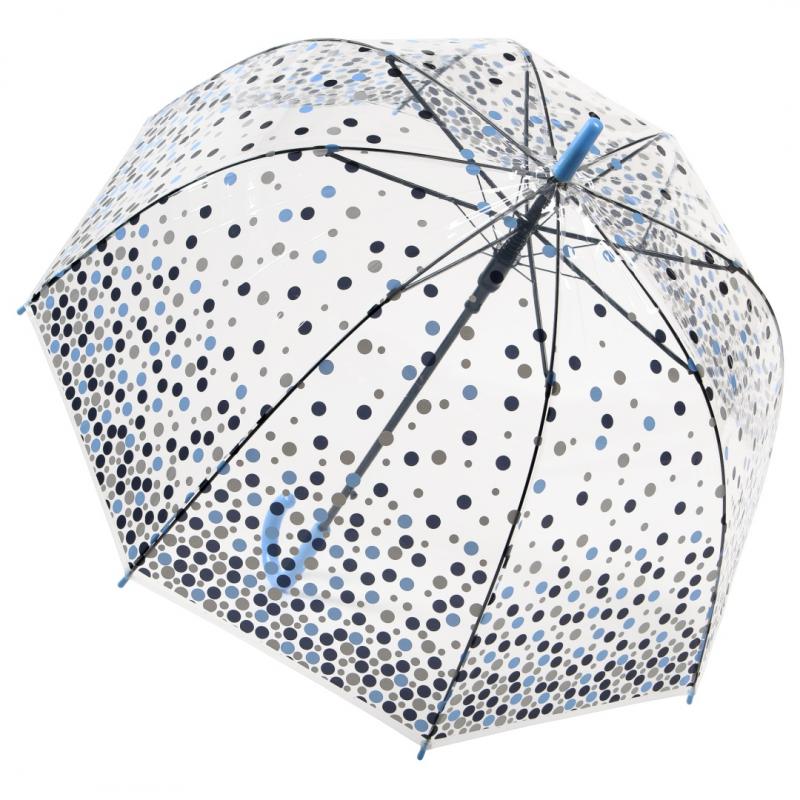 Rejni dámsky transparentný neskladací dáždnik s automatickým otváraním, Dots