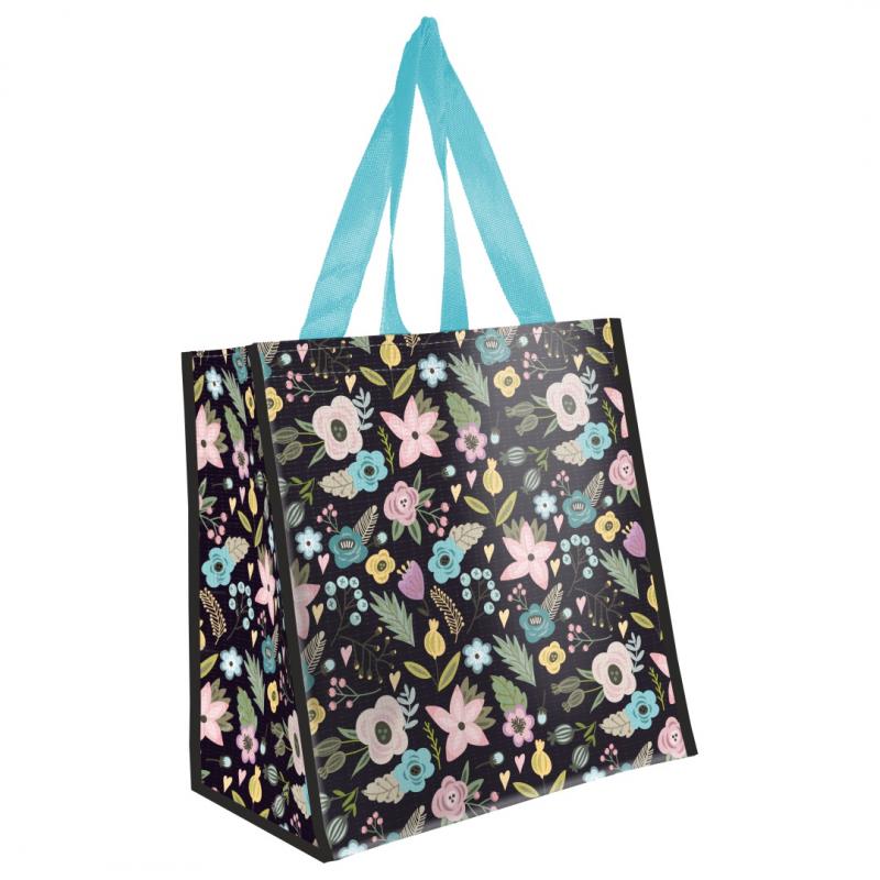 Baggie EKO nákupná taška Flowers z recyklovaného polyesteru