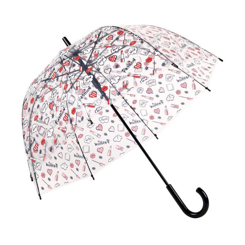 Rejni dámsky transparentný neskladací dáždnik s automatickým otváraním, Fashion