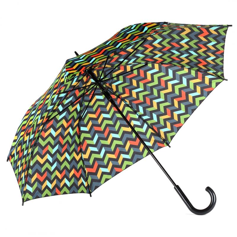 Rejni dámsky neskladací dáždnik s automatickým otváraním, 3d squares