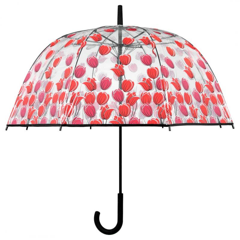 Rejni exclusive dámsky
 neskladací transparentný
 dáždnik s automatickým otváraním, Tulips
