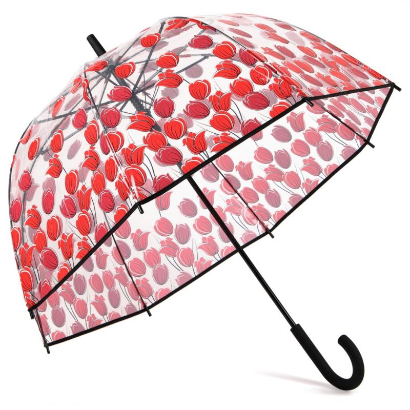 Rejni exclusive dámsky
 neskladací transparentný
 dáždnik s automatickým otváraním, Tulips