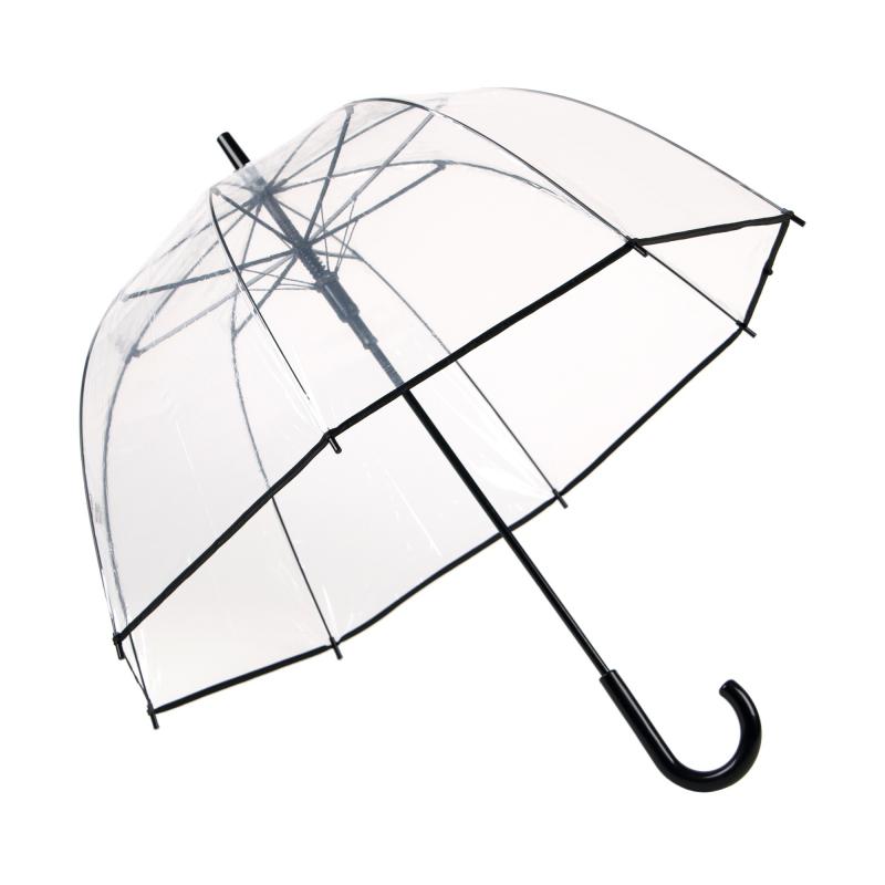 Rejni dámsky neskladací transparentný dáždnik s automatickým otváraním, Black