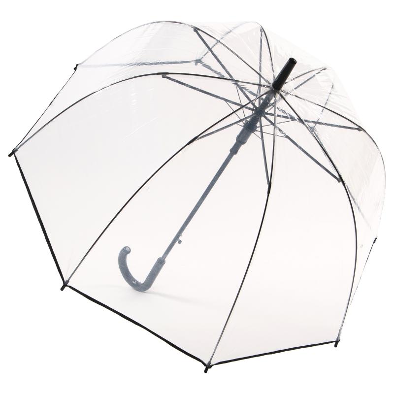 Rejni dámsky neskladací transparentný dáždnik s automatickým otváraním, Black